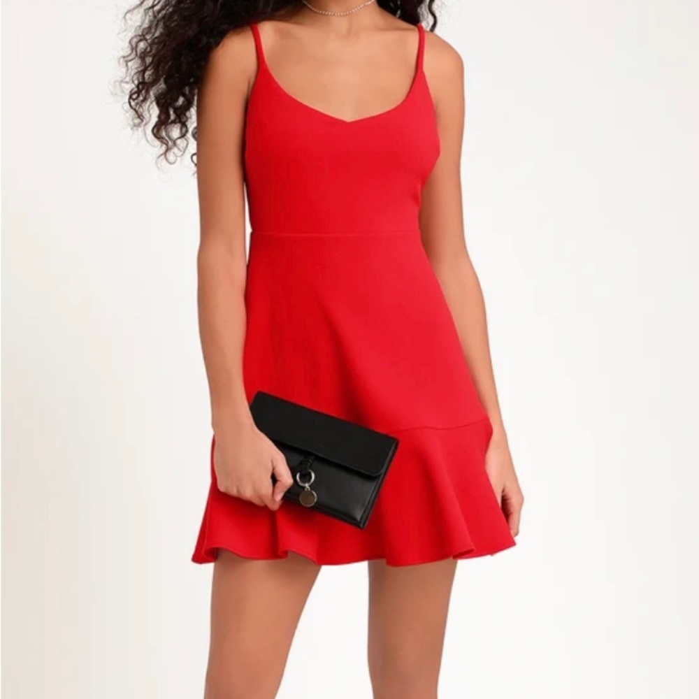 LULU'S RED FLOUNCE DRESS